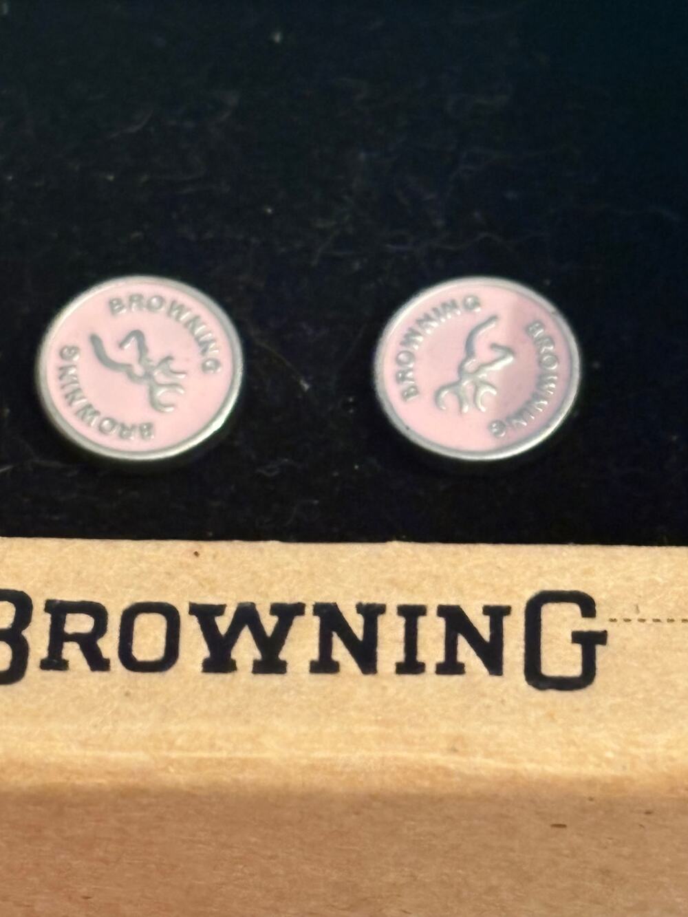 Browning Pink Logo Stud Earrings NIB Hunting Outdoors Gift